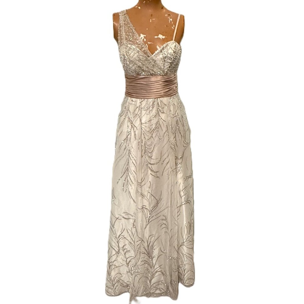 Cachet White Dress 2 Womens Sleeveless Formal Vintage Silver Gold Glitter Prom